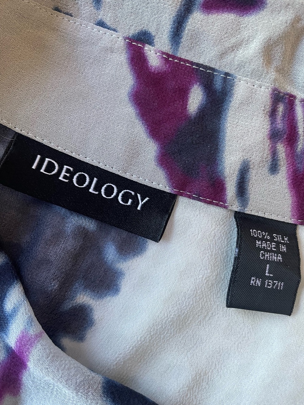 100% Silk Ideology Long Sleeve Button Down Top with Scarf EUC - size Large - Picture 5 of 5